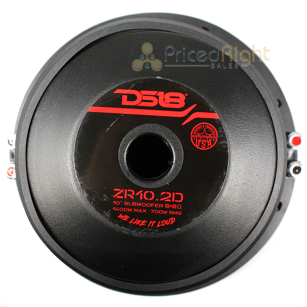 DS18 10" Subwoofer Dual 2 Ohm 1400W Max 750W RMS Elite Z Series ZR10.2D Single