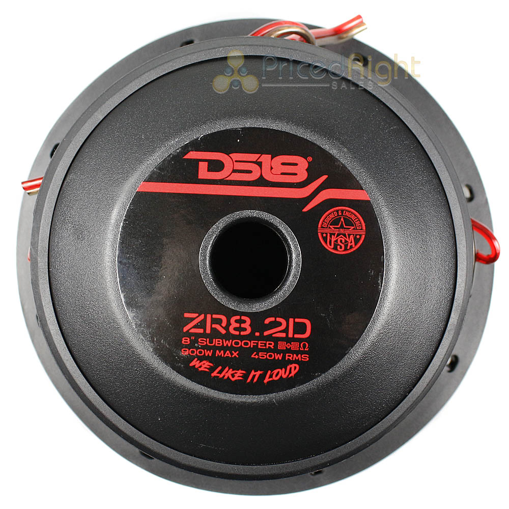 DS18 8" Subwoofer Dual 2 Ohm 900W Max 450W RMS Elite Z Series ZR8.2D Single